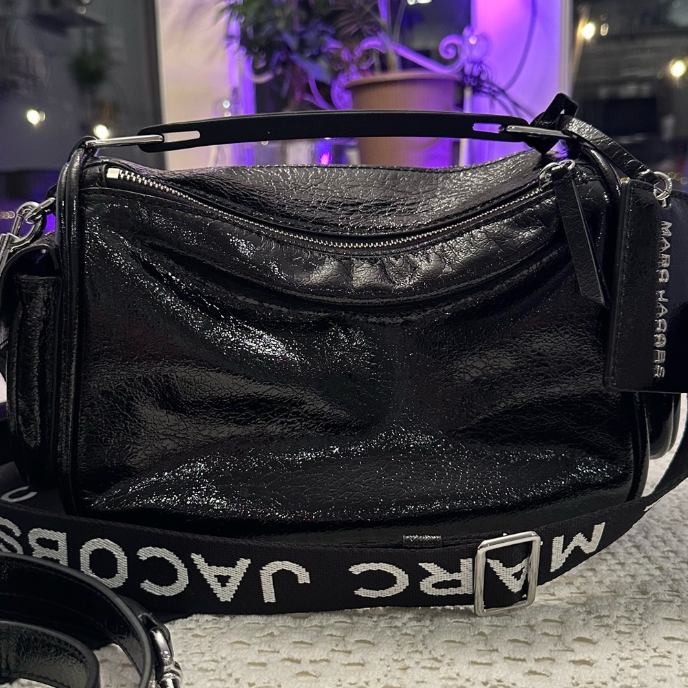 Marc Jacobs Soft Box 23 Black Leather Handbag w/2 STRAPS, 1 leather, 1 logo - Picture 2 of 13